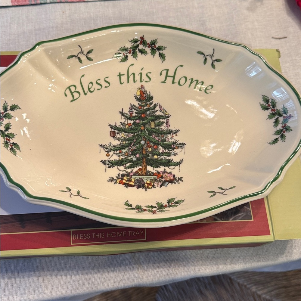 Spode Festive Christmas Tree Serving Tray 11” excellent condition